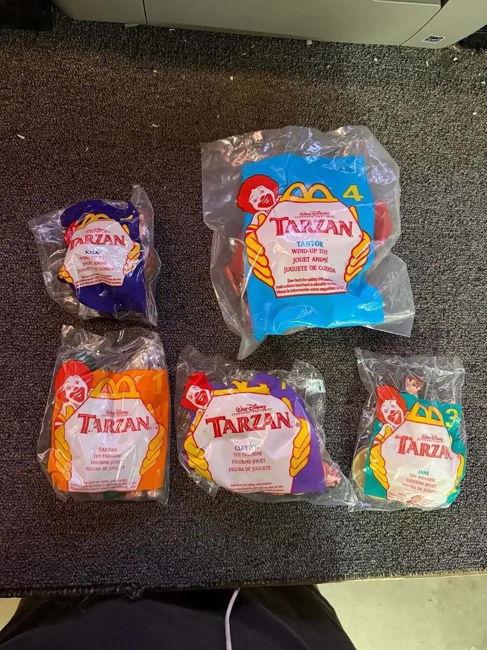 Lot of 5 Vintage 1999 McDonald's Disney Tarzan Happy Meal Toys (Sealed)